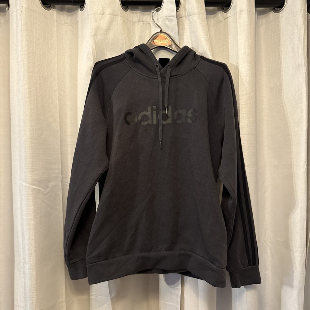 ADIDAS HOODIE SWEATSHIRT MENS Large  EUC Black